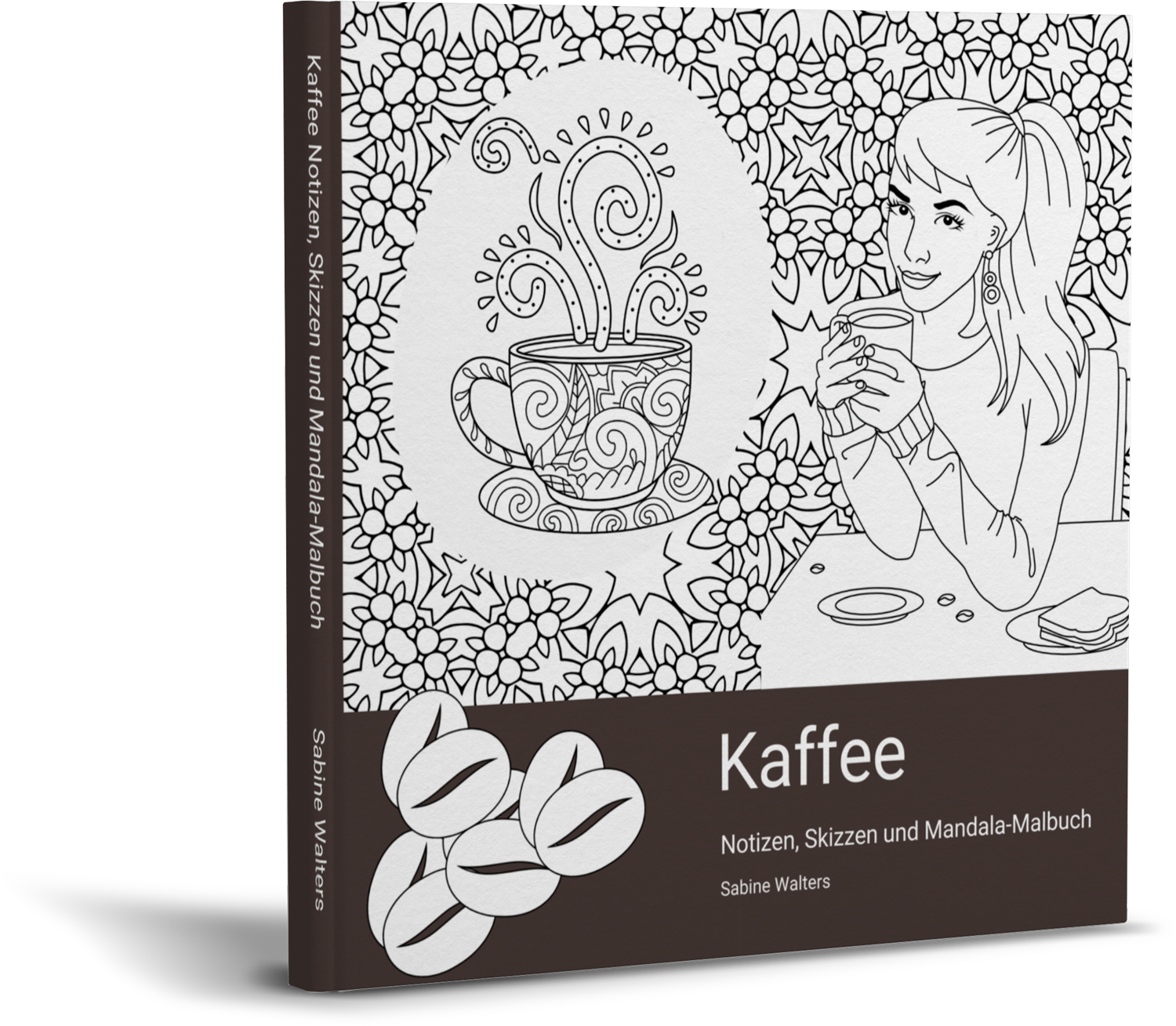 Kaffee Mandala-Malbuch und Notizbuch